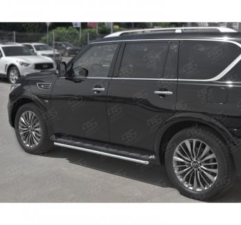 13 349 р. Защита порогов (Ø42 мм, нержавейка) SLITKOFF INFINITI QX80 Z62 2-ой рестайлинг (2018-2024)  с доставкой в г. Тамбов. Увеличить фотографию 2