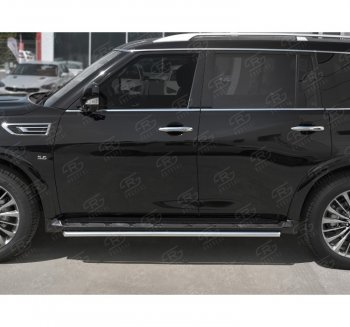 Защита порогов (Ø42 мм, нержавейка) SLITKOFF INFINITI QX80 Z62 2-ой рестайлинг (2018-2024)