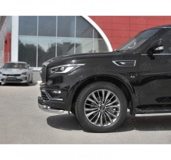 21 699 р. Защита переднего бампера (2 трубы Ø63 и 42 мм, нержавейка) SLITKOFF  INFINITI QX80  Z62 (2018-2024) 2-ой рестайлинг  с доставкой в г. Тамбов. Увеличить фотографию 2