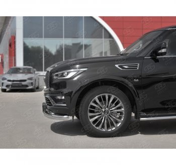 17 999 р. Защита переднего бампера (Ø76 мм, нержавейка) SLITKOFF INFINITI QX80 Z62 2-ой рестайлинг (2018-2024)  с доставкой в г. Тамбов. Увеличить фотографию 2