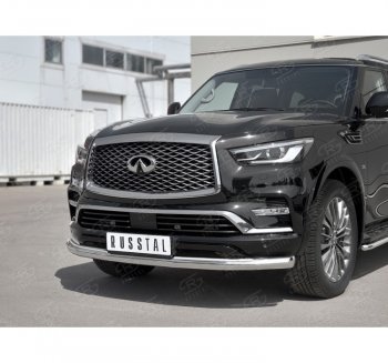 17 999 р. Защита переднего бампера (Ø76 мм, нержавейка) SLITKOFF INFINITI QX80 Z62 2-ой рестайлинг (2018-2024)  с доставкой в г. Тамбов. Увеличить фотографию 3