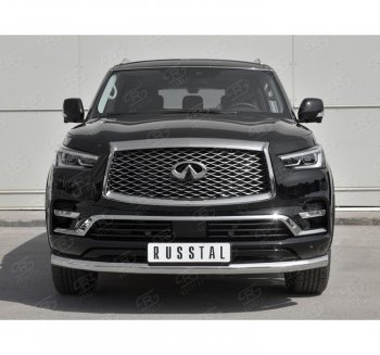 17 999 р. Защита переднего бампера (Ø76 мм, нержавейка) SLITKOFF INFINITI QX80 Z62 2-ой рестайлинг (2018-2024)  с доставкой в г. Тамбов. Увеличить фотографию 4