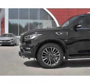 14 999 р. Защита переднего бампера (Ø75х42 мм, нержавейка) Russtal INFINITI QX80 Z62 2-ой рестайлинг (2018-2024)  с доставкой в г. Тамбов. Увеличить фотографию 2