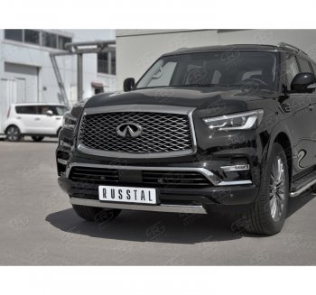 14 999 р. Защита переднего бампера (Ø75х42 мм, нержавейка) Russtal INFINITI QX80 Z62 2-ой рестайлинг (2018-2024)  с доставкой в г. Тамбов. Увеличить фотографию 3