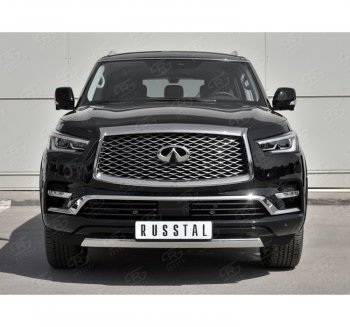 14 999 р. Защита переднего бампера (Ø75х42 мм, нержавейка) Russtal INFINITI QX80 Z62 2-ой рестайлинг (2018-2024)  с доставкой в г. Тамбов. Увеличить фотографию 4