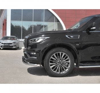 17 649 р. Защита переднего бампера (Ø63 мм, нержавейка) SLITKOFF  INFINITI QX80  Z62 (2018-2024) 2-ой рестайлинг  с доставкой в г. Тамбов. Увеличить фотографию 2