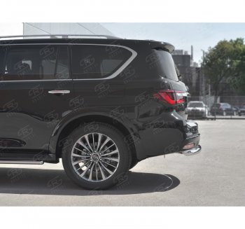 17 849 р. Защита заднего бампера (Ø76 мм, нержавейка) SLITKOFF  INFINITI QX80  Z62 (2018-2024) 2-ой рестайлинг  с доставкой в г. Тамбов. Увеличить фотографию 2