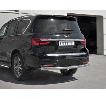 17 849 р. Защита заднего бампера (Ø76 мм, нержавейка) SLITKOFF  INFINITI QX80  Z62 (2018-2024) 2-ой рестайлинг  с доставкой в г. Тамбов. Увеличить фотографию 3