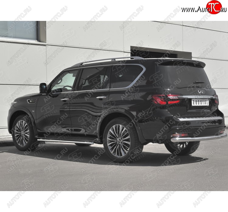 17 849 р. Защита заднего бампера (Ø76 мм, нержавейка) SLITKOFF  INFINITI QX80  Z62 (2018-2024) 2-ой рестайлинг  с доставкой в г. Тамбов