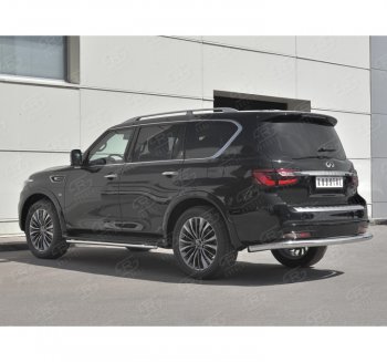 Защита заднего бампера (Ø76 мм, нержавейка) SLITKOFF INFINITI (Инфинити) QX80 (КуХ80)  Z62 (2018-2024) Z62 2-ой рестайлинг