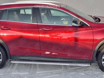 20 499 р. Порожки для ног (труба Ø42) SLITKOFF  INFINITI QX30  H15E (2016-2020) (Вариант 2 (лист алюм, проф.сталь))  с доставкой в г. Тамбов. Увеличить фотографию 2