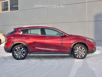 20 499 р. Порожки для ног (труба Ø42) SLITKOFF  INFINITI QX30  H15E (2016-2020) (Вариант 2 (лист алюм, проф.сталь))  с доставкой в г. Тамбов. Увеличить фотографию 3