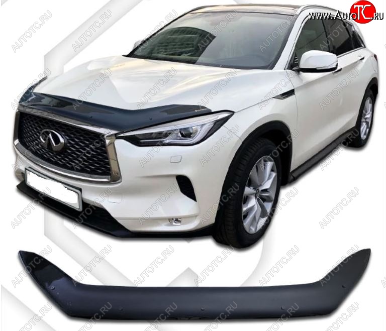 2 069 р. Дефлектор капота CA-Plastiс  INFINITI Qx50  J55 (2017-2022) (Classic черный, Без надписи)  с доставкой в г. Тамбов