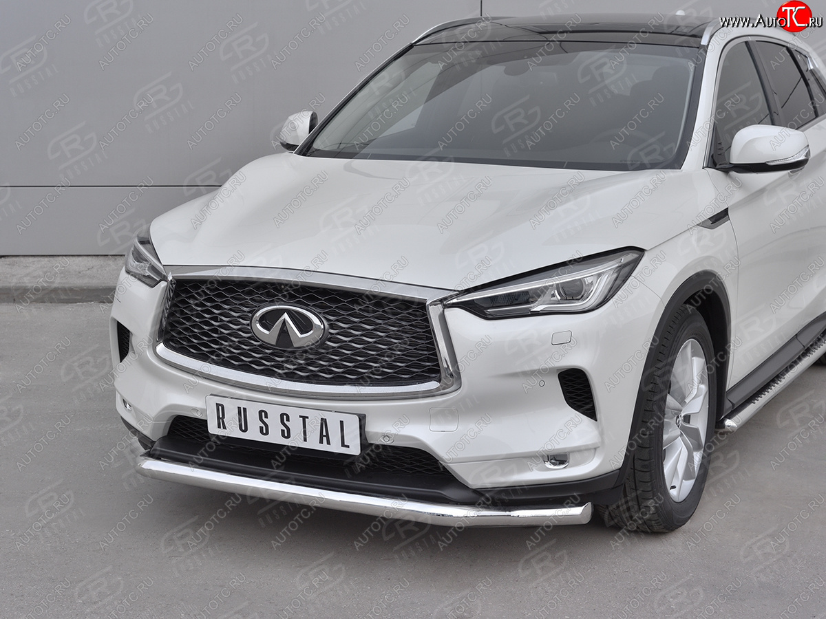 15 799 р. Защита переднего бампера (Ø42 мм волна, нержавейка)  INFINITI Qx50  J55 (2017-2022)  с доставкой в г. Тамбов