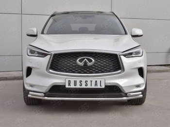 Защита переднего бампера (2 трубы Ø42 мм, нержавейка) SLITKOFF INFINITI (Инфинити) Qx50 (КуХ50)  J55 (2017-2022) J55