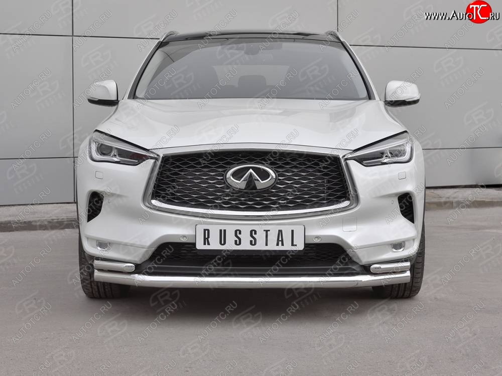 21 749 р. Защита переднего бампера (2 трубы Ø63 и 42 мм, нержавейка) SLITKOFF INFINITI Qx50 J55 (2017-2022)  с доставкой в г. Тамбов