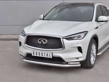 21 749 р. Защита переднего бампера (2 трубы Ø63 и 42 мм, нержавейка) SLITKOFF INFINITI Qx50 J55 (2017-2022)  с доставкой в г. Тамбов. Увеличить фотографию 2