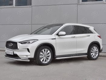 21 749 р. Защита переднего бампера (2 трубы Ø63 и 42 мм, нержавейка) SLITKOFF INFINITI Qx50 J55 (2017-2022)  с доставкой в г. Тамбов. Увеличить фотографию 3