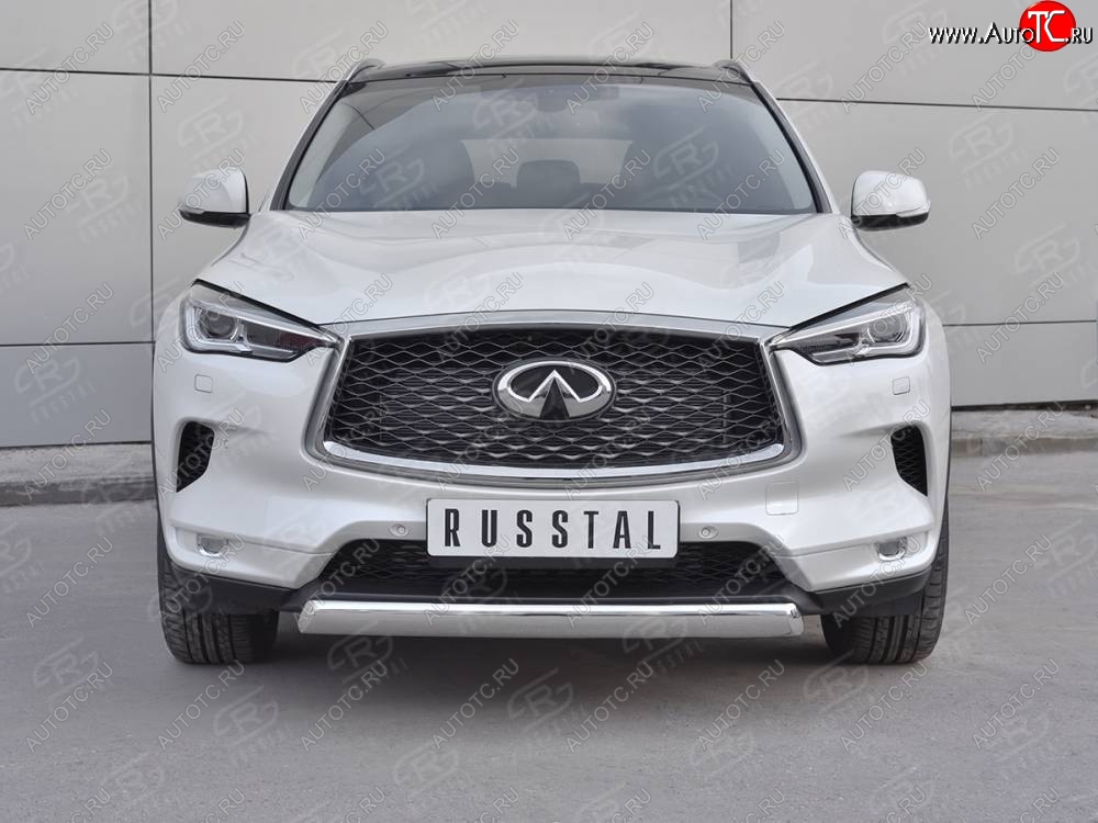 15 649 р. Защита переднего бампера (Ø75х42 дуга, нержавейка) Russtal INFINITI Qx50 J55 (2017-2022)  с доставкой в г. Тамбов