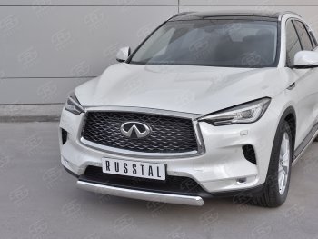 15 649 р. Защита переднего бампера (Ø75х42 дуга, нержавейка) Russtal INFINITI Qx50 J55 (2017-2022)  с доставкой в г. Тамбов. Увеличить фотографию 2