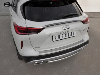 2 199 р. Защитная накладка на задний бампер Russtal (нержавейка зеркальная) INFINITI Qx50 J55 (2017-2022)  с доставкой в г. Тамбов. Увеличить фотографию 2