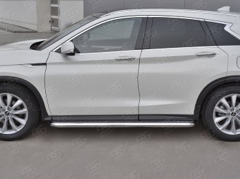 24 749 р. Порожки для ног Russtal (Ø63 мм) INFINITI Qx50 J55 (2017-2022) (Лист алюминиевый, труба - нержавейка)  с доставкой в г. Тамбов. Увеличить фотографию 2