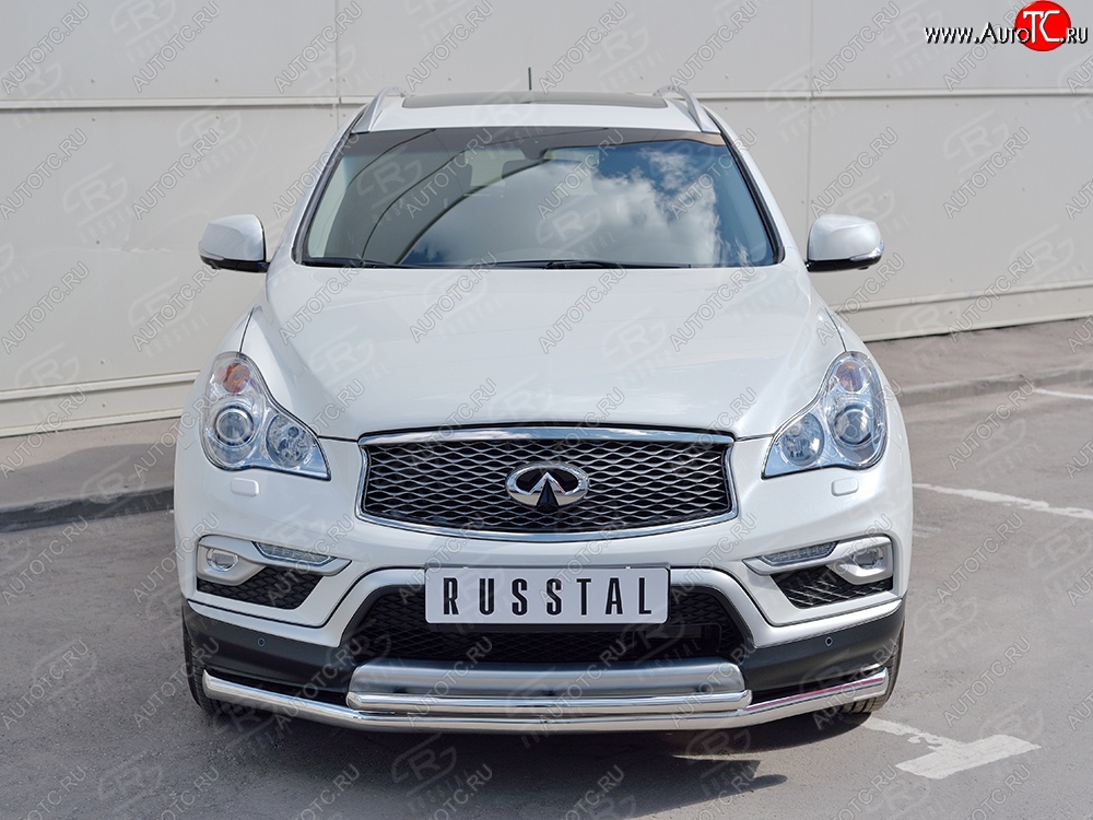 16 599 р. Защита переднего бампера (2 трубыØ63 и 42 мм, нержавейка) SLITKOFF INFINITI Qx50 J50 дорестайлинг (2013-2016)  с доставкой в г. Тамбов