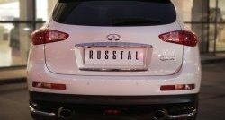 8 249 р. Защита заднего бампера (Ø42 мм уголки, нержавейка) Russtal  INFINITI Qx50  J50 (2013-2016) дорестайлинг  с доставкой в г. Тамбов. Увеличить фотографию 2