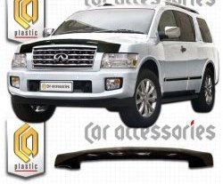 2 799 р. Дефлектор капота CA-Plastic  INFINITI QX56  JA60 (2004-2007) дорестайлинг (Classic черный, Без надписи)  с доставкой в г. Тамбов. Увеличить фотографию 1