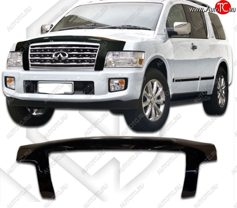 2 899 р. Дефлектор капота CA-Plastiс exclusive  INFINITI QX56  JA60 (2004-2007) дорестайлинг (Classic черный, Без надписи)  с доставкой в г. Тамбов