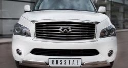 Защита переднего бампера (2 трубыØ76х42 мм, нержавейка) Russtal INFINITI QX56 Z62 (2010-2013)