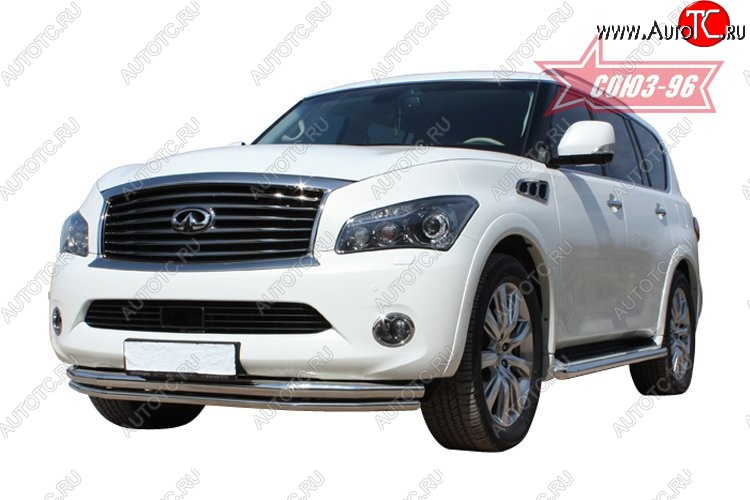 28 259 р. Защита переднего бампера двойная Souz-96 (d460/42) INFINITI QX56 Z62 (2010-2013)  с доставкой в г. Тамбов