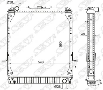 11 899 р. Радиатор двигателя (пластинчатый, МКПП) SAT Isuzu Elf (NPR75)  дорестайлинг (2006-2014)  с доставкой в г. Тамбов. Увеличить фотографию 1