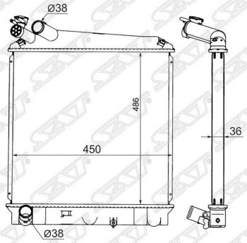 7 299 р. Радиатор двигателя (пластинчатый, МКПП) SAT Isuzu Elf (NPR75)  дорестайлинг (1993-2004)  с доставкой в г. Тамбов. Увеличить фотографию 1