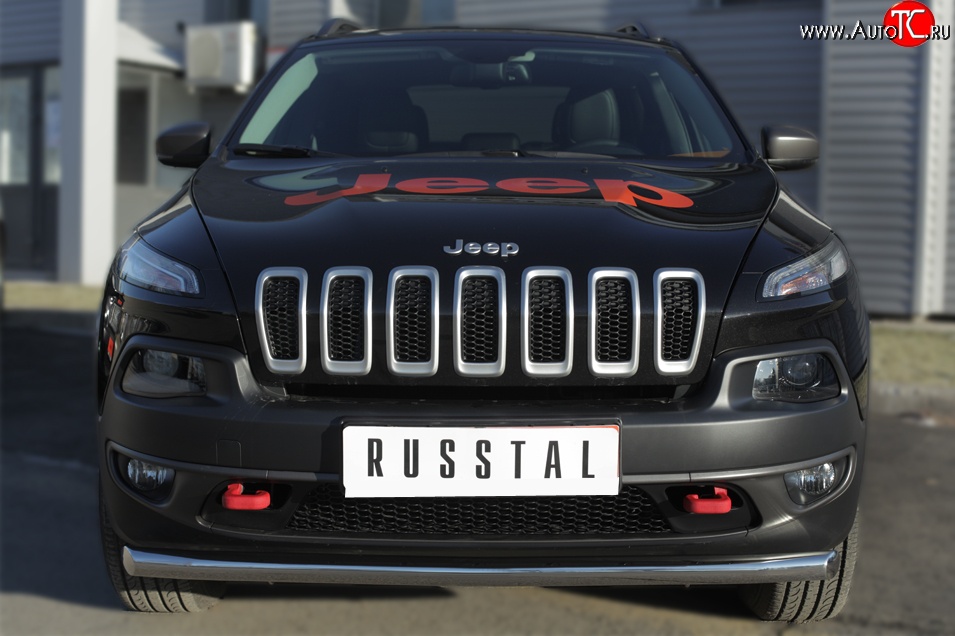 13 899 р. Одинарная защита переднего бампера (Trailhawk 63 мм) SLITKOFF  Jeep Cherokee  KL (2014-2017) дорестайлинг  с доставкой в г. Тамбов