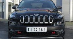 Защита переднего бампера (Trailhawk Ø75х42 мм, нержавейка) Russtal Jeep Cherokee KL дорестайлинг (2014-2017)