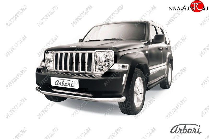 21 689 р. Защита переднего бампера Arbori (нержавейка, 1 труба d76 mm). Jeep Cherokee KK (2007-2014)  с доставкой в г. Тамбов