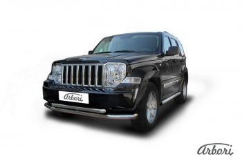 Защита переднего бампера Arbori (нержавейка, 2 трубы d76 и 57 mm) Jeep Cherokee KK (2007-2014)