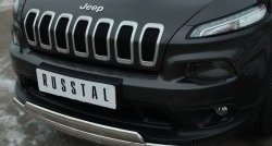 24 749 р. Защита переднего бампера (2 трубыØ75х42 мм, нержавейка) Russtal Jeep Cherokee KL дорестайлинг (2014-2017)  с доставкой в г. Тамбов. Увеличить фотографию 3