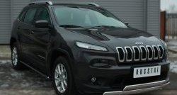 24 749 р. Защита переднего бампера (2 трубыØ75х42 мм, нержавейка) Russtal Jeep Cherokee KL дорестайлинг (2014-2017)  с доставкой в г. Тамбов. Увеличить фотографию 4