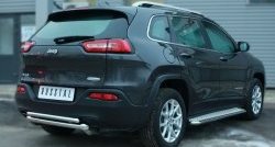 16 499 р. Защита заднего бампера (Ø63 и 42 мм, нержавейка) SLITKOFF  Jeep Cherokee  KL (2014-2017) дорестайлинг  с доставкой в г. Тамбов. Увеличить фотографию 3