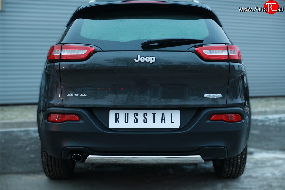 16 849 р. Защита заднего бампера (Ø75x42 мм, нержавейка) Russtal Jeep Cherokee KL дорестайлинг (2014-2017)  с доставкой в г. Тамбов