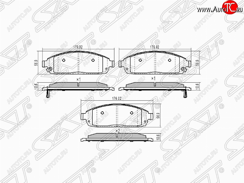 1 539 р. Колодки тормозные SAT (передние)  Jeep Grand Cherokee  WK (2004-2010)  с доставкой в г. Тамбов