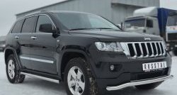 15 799 р. Защита порогов из круглой трубы диаметром 63 мм Russtal Jeep Grand Cherokee WK2 дорестайлинг (2010-2013) (Защита порогов с со скосами на торцах (вариант 1))  с доставкой в г. Тамбов. Увеличить фотографию 4