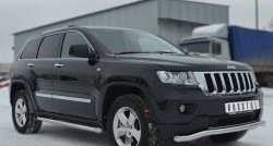 15 799 р. Защита порогов из круглой трубы диаметром 63 мм Russtal Jeep Grand Cherokee WK2 дорестайлинг (2010-2013) (Защита порогов с со скосами на торцах (вариант 1))  с доставкой в г. Тамбов. Увеличить фотографию 2