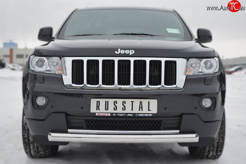 14 849 р. Одинарная защита переднего бампера диаметром 76 мм SLITKOFF  Jeep Grand Cherokee  WK2 (2010-2013) дорестайлинг  с доставкой в г. Тамбов