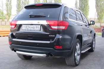 8 899 р. Защита заднего бампера из трубы d76 Slitkoff (короткая) Jeep Grand Cherokee WK2 дорестайлинг (2010-2013) (Цвет: серебристый)  с доставкой в г. Тамбов. Увеличить фотографию 3