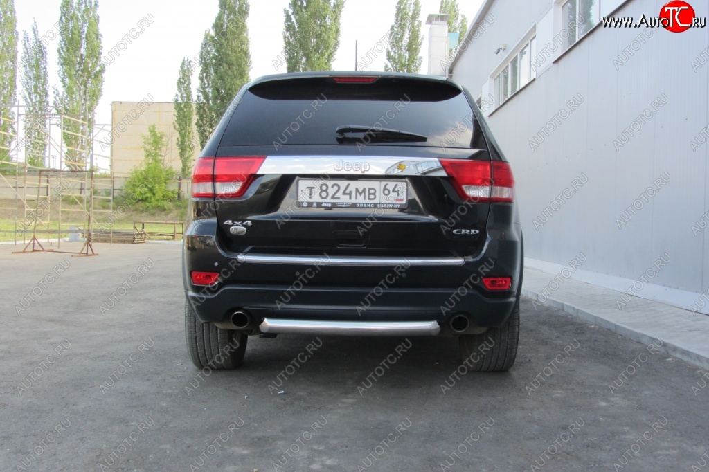 8 899 р. Защита заднего бампера из трубы d76 Slitkoff (короткая) Jeep Grand Cherokee WK2 дорестайлинг (2010-2013) (Цвет: серебристый)  с доставкой в г. Тамбов