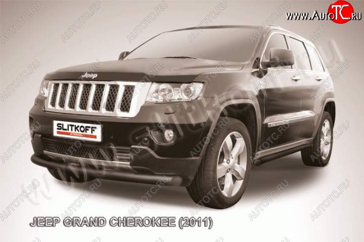 8 999 р. Защита переднего бампера из трубы d76 Slitkoff (дуга)  Jeep Grand Cherokee  WK2 (2010-2013) дорестайлинг (Цвет: серебристый)  с доставкой в г. Тамбов