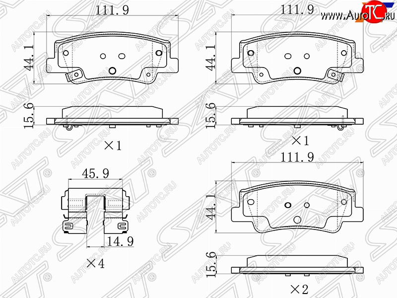 2 079 р. Задние тормозные колодки SAT Hyundai Sonata DN8 (2019-2022)  с доставкой в г. Тамбов